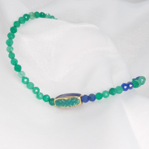 Bratara din agat verde smarald si Lapis Lazuli